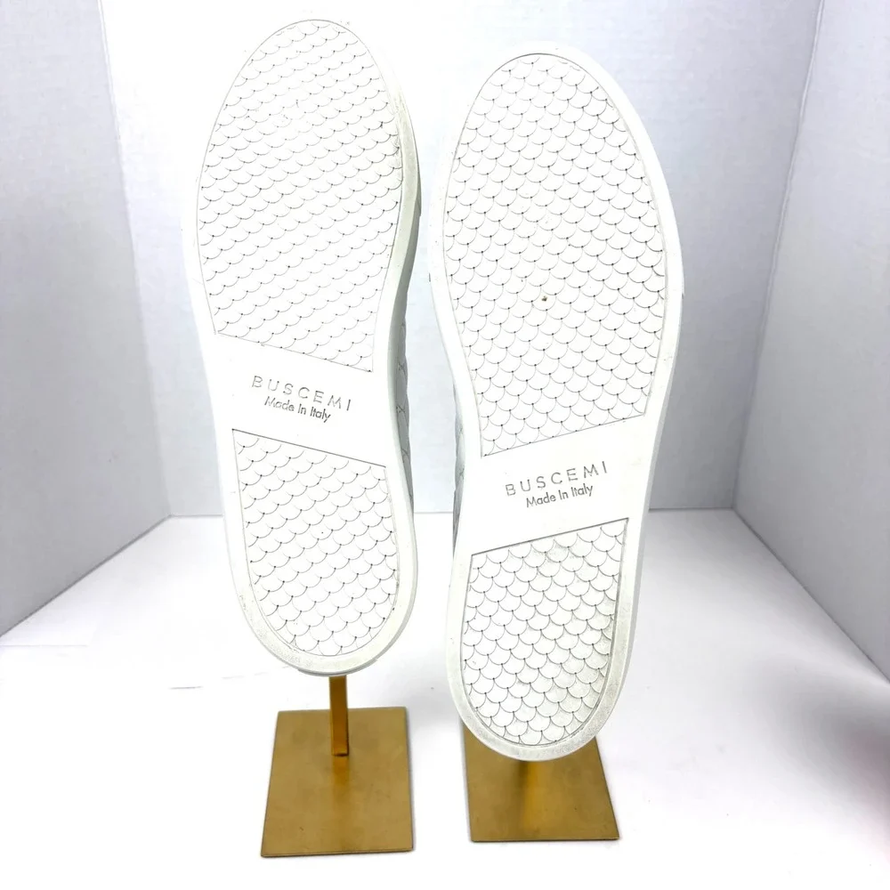 Buscemi 90MM Quilt White Leather Mid Top Men's Sneakers Size 43 US 10 Italy Luxe